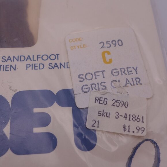 SECRET international Ultra Sheer Control Top Sandalfoot Soft Grey Pantyhose - Picture 4 of 13